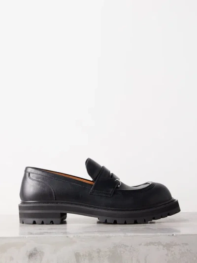 Marni Pierced Leather Loafers In Black