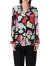 Marni Roses Silk Twill Pyjama Shirt In Black Multi Rose