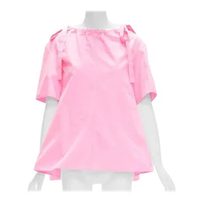 Pre-owned Marni Pink 100% Cotton Side Drawstring Collar Trapeze Top It36 Xxs