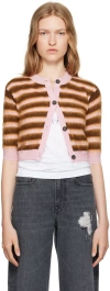 Marni Cardigan With Stripe Pattern In Rgc13 Pink Gummy