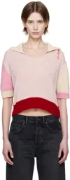 Marni Pink & Red Cashmere Colour Block Polo In Blc13 Pink Gummy