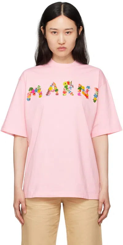 Marni Pink Bouquet T-shirt In Cbc16 Magnolia