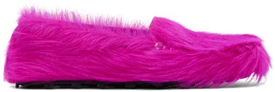 Marni Pink Calf-hair Moc Loafers In 00c57 Fuchsia