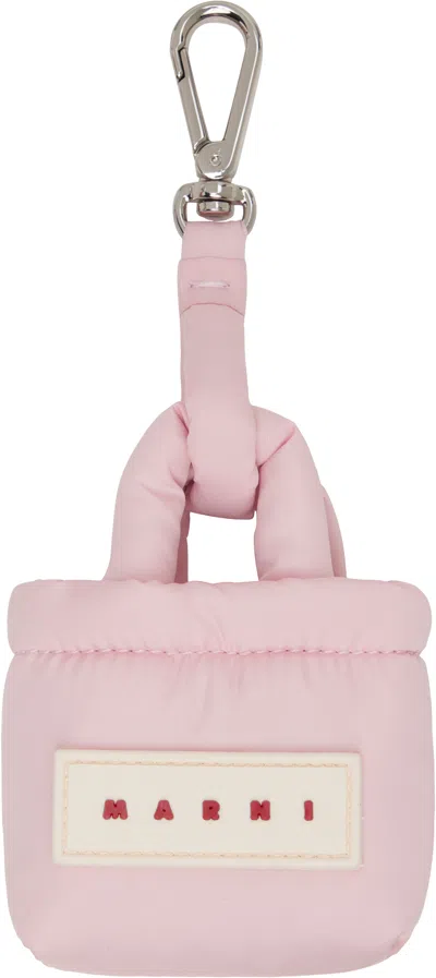Marni Pink Charm Keychain In Metallic