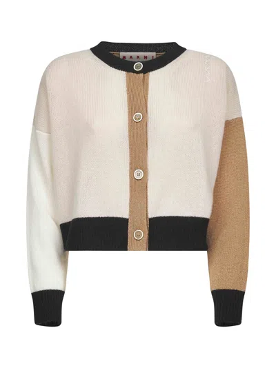 MARNI PINK COLOR BLOCK CASHMERE CARDIGAN