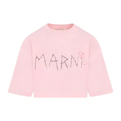 Marni Pink Cotton Cropped Shirt In Neutrals