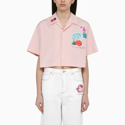 Marni Pink Cotton Cropped Shirt With Applique Women