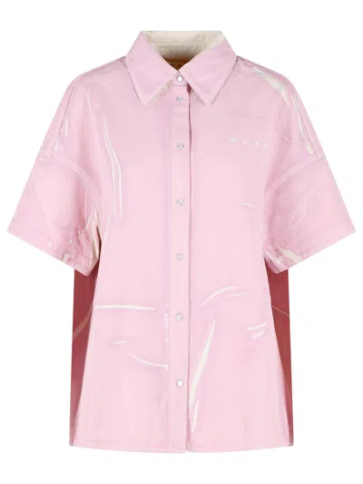 Marni Pink Cotton Shirt In Multi