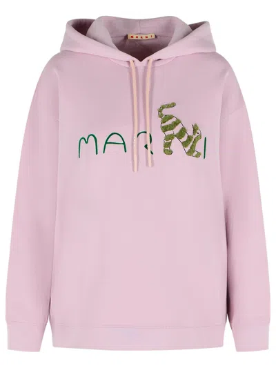Marni Pink Cotton Sweatshirt In Multi