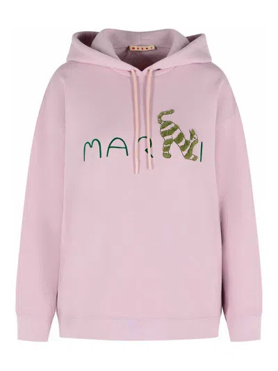 Marni Pink Cotton Sweatshirt In Nude