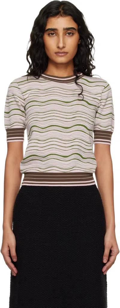 Marni Pink Cotton Wave Sweater In Multi