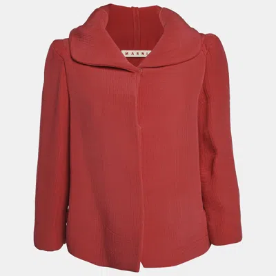 Pre-owned Marni Pink Crinkle Silk Blend Hooded Jacket S