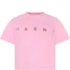 MARNI PINK CROP T-SHIRT FOR GIRL WITH LOGO