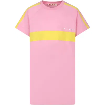 Marni Kids' Pink Dress For Girl With Logo