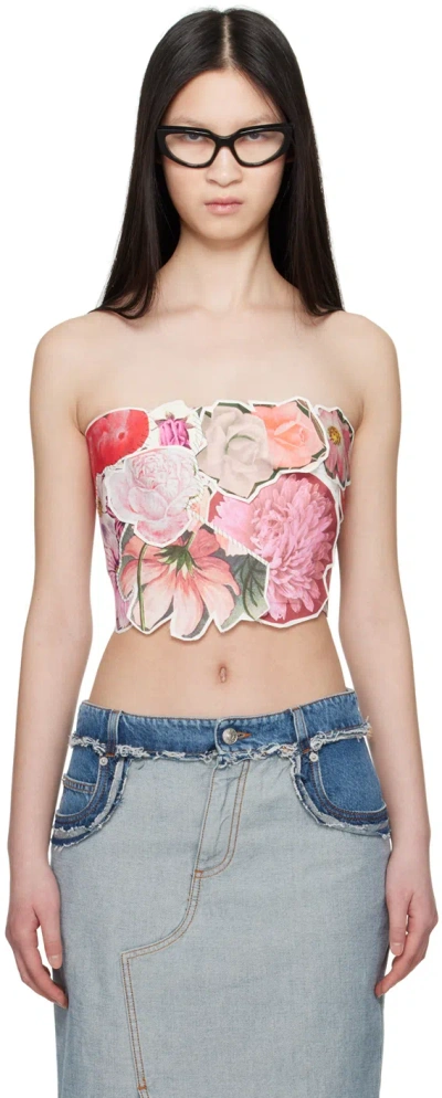 Marni Pink Floral Tube Top In Rec14 Pink Clematis