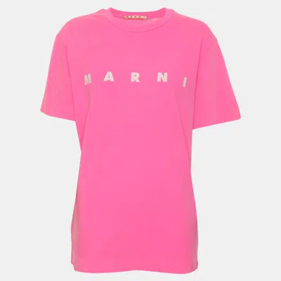 Pre-owned Marni Pink Jersey Logo T-shirt Xl