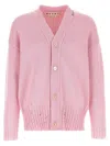 Marni Distressed Detailing Knit Cardigan In Pink