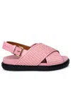 MARNI MARNI PINK LEATHER BLEND SANDALS