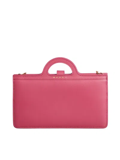 Marni Pink Leather Top-handle Pochette With Shoulder Strap For Women