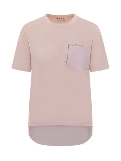 Marni Pink Logo Crew Neck T-shirt