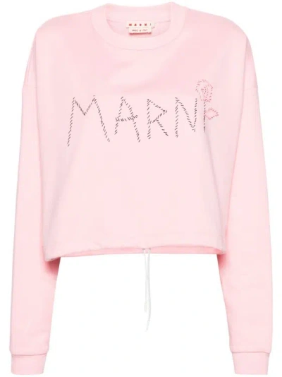 Marni Pink  Logo-embroidered Blouse