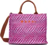 Marni Pink Raffia-effect Small Tote