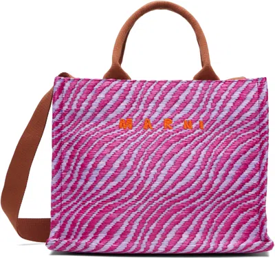 Marni Pink Raffia-effect Small Tote