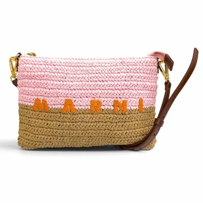 Pre-owned Marni Pink Raffia Leather Shoulder Bag ()