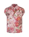 Marni Floral-print Cap-sleeve Shirt In Pink
