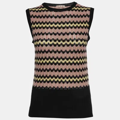 Pre-owned Marni Pink Striped Wool Knit Sweater Vest S