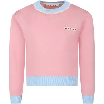 Marni Kids' Pink Sweat For Girl With Logo