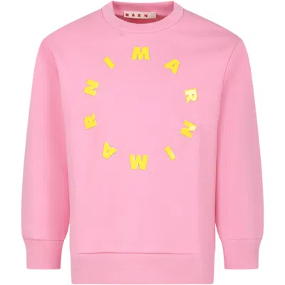 Marni Kids' Pink Sweatshirt For Girl With Logo