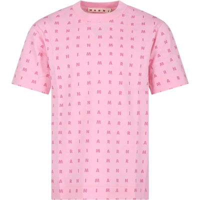 Marni Kids' Pink T-shirt For Girl With Logo