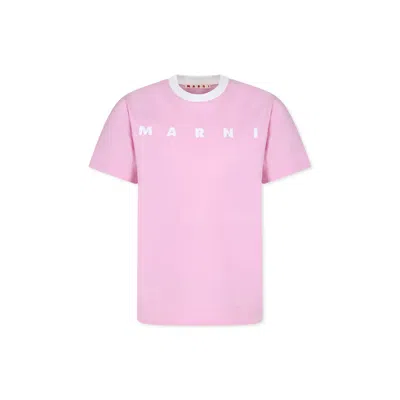 Marni Kids' Pink T-shirt For Girl With Logo