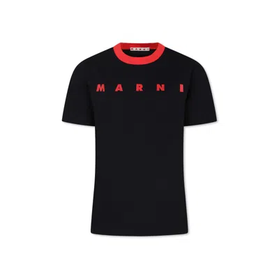 Marni Pink T-shirt For Kids With Logo In Black