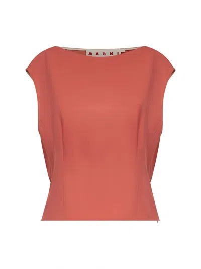 MARNI PINK TROPICAL WOOL SLEEVELESS TOP
