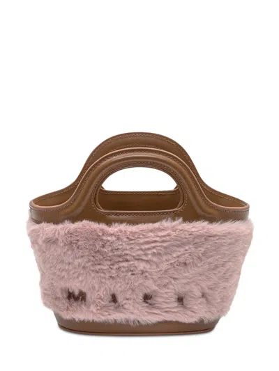 Marni Pink Tropicalia Micro Tote In Neutral
