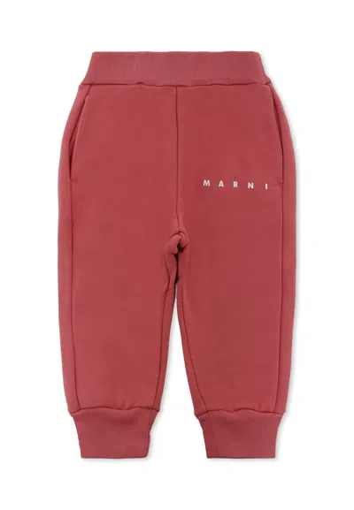 Marni Pink Trousers For Baby Girl With Logo In Red