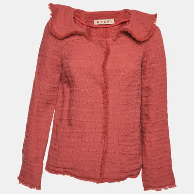 Pre-owned Marni Pink Tweed Button Front Jacket S