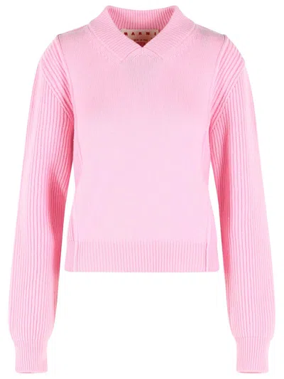Marni Pink Virgin Wool And Cashmere Sweater In Multi