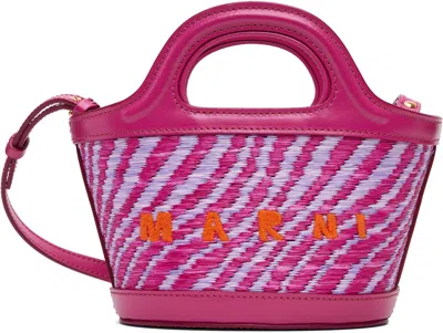 Marni Pink Wavy Raffia-effect Tropicalia Micro Tote