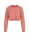 MARNI PINK, YELLOW AND WHITE STRIPED KNITTED CROP PULLOVER