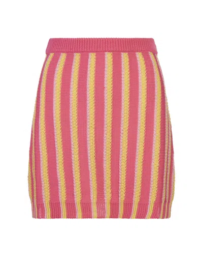 Marni Pink, Yellow And White Striped Knitted Mini Skirt