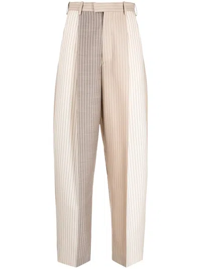 Marni Striped Colour-block Tailored Trousers In Brown