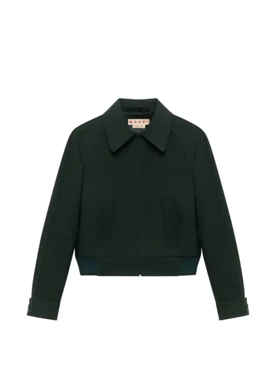 Marni Piping-detail Raglan-sleeve Jacket In Green
