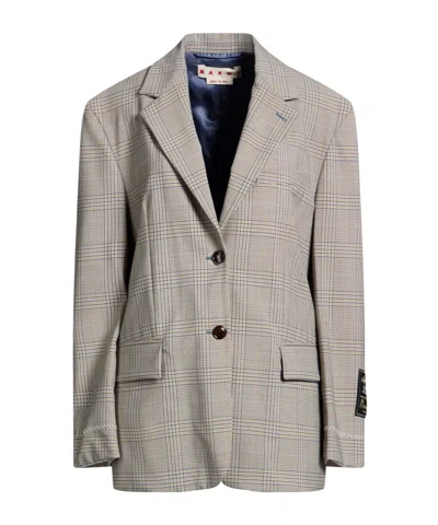Marni Plaid Blazer In Gray