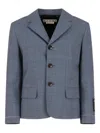 Marni Plaid Blazer In Blue