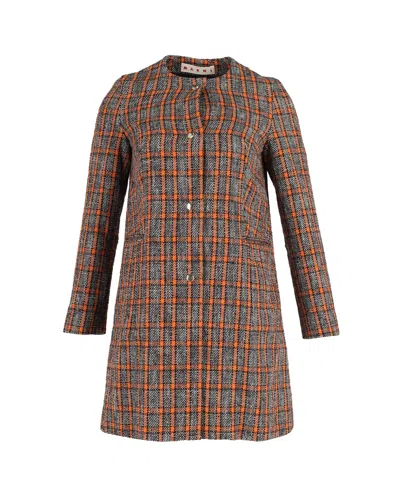Pre-owned Marni Plaid Coat In Multicolor Cotton In Blue