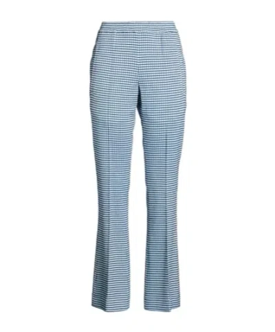 Marni Plaid Knit Flared Pants In Blue