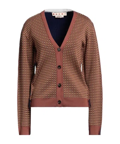 Marni Plaid Knit Top In Brown